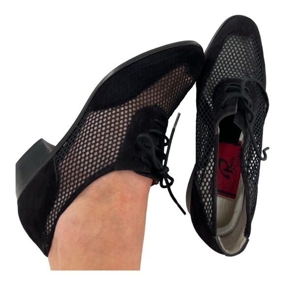 Phyllis Poland Black suede mesh Oxford shoes 6.5 - Picture 7 of 13